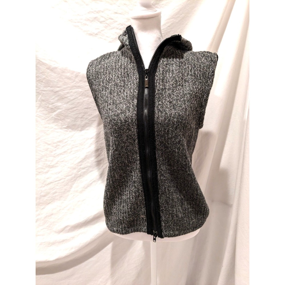 Hilary Radley Zip up Wool/Alpaca Gray Hooded Vest Canada Women Size 10 Exc Cond